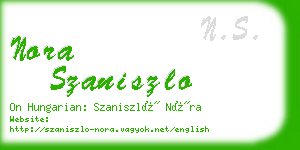 nora szaniszlo business card